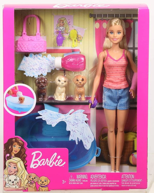عروسک باربی مدل بلوند با سه سگ کد GDJ37 Barbie