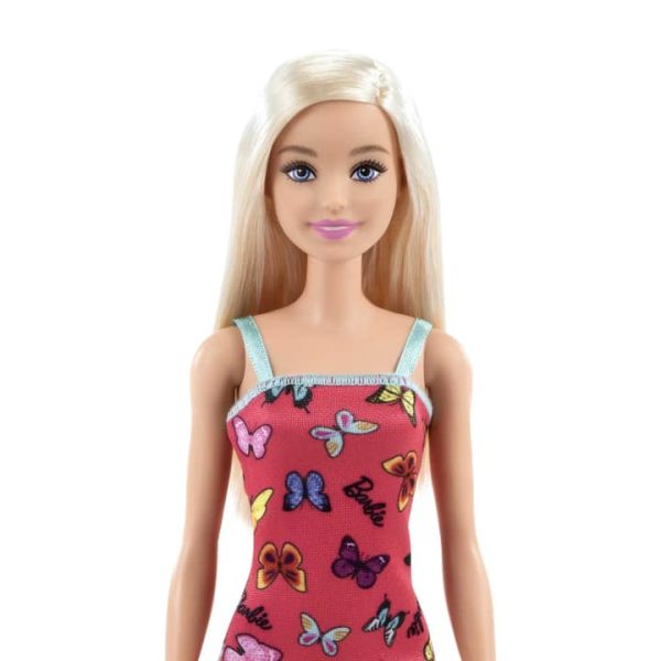 عروسک باربی مدل موی بلوند با پیرهن پروانه ای کد HBV05 Barbie