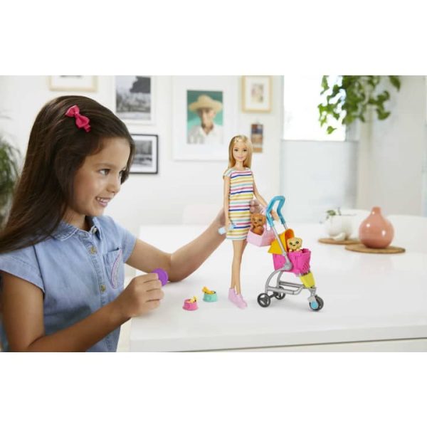 عروسک باربی مدل قدم زدن با پاپی همراه کالسکه کد GHV92 Barbie
