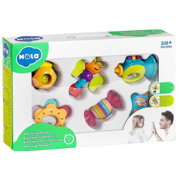 جغجغه دندانگیر رنگارنگ 6 عددی هولی تویز Hola Toys کد 939A